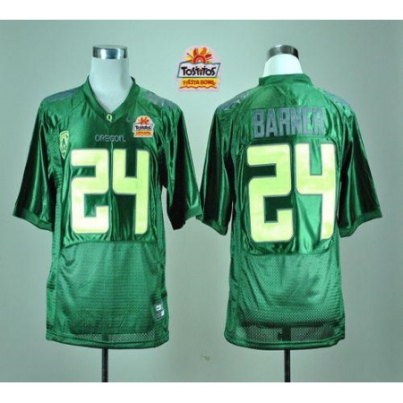 Ducks #24 Kenjon Barner Green With PAC-12 Patch Tostitos Fiesta Bowl Stitched NCAA Jersey