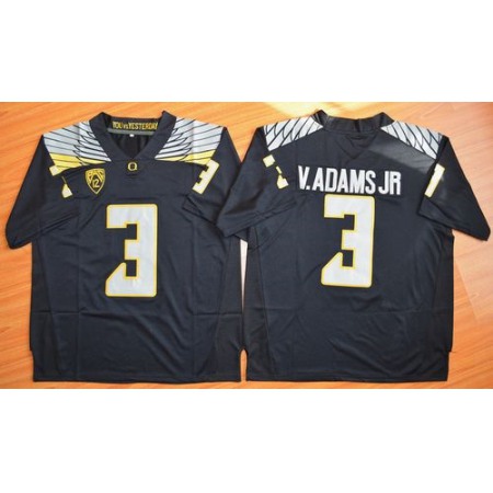 Ducks #3 Vernon Adams Jr. Olive Black(White No.) Stitched NCAA Jersey