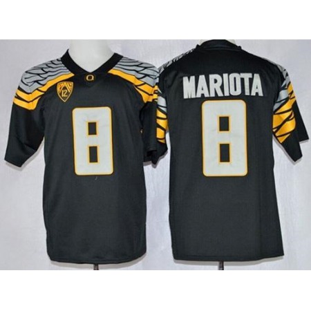 Ducks #8 Marcus Mariota Black Mach Speed Limited Stitched NCAA Jersey