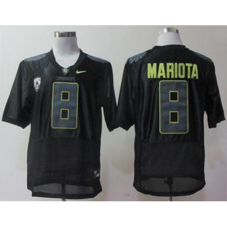 Ducks #8 Marcus Mariota Black Pro Combat Pac-12 Stitched NCAA Jersey