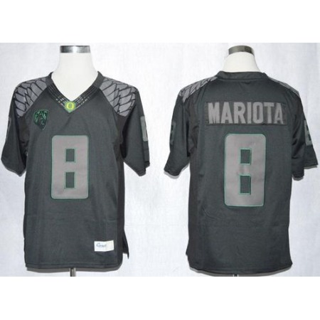 Ducks #8 Marcus Mariota Blackout Limited Stitched NCAA Jersey