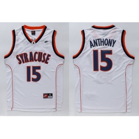 Orange #15 Carmelo Anthnoy White Basketball Stitched NCAA Jersey