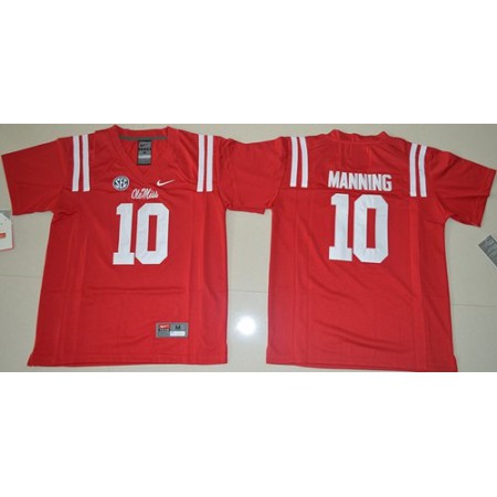 Rebels #10 Eli Manning Red Stitched Youth NCAA Jersey