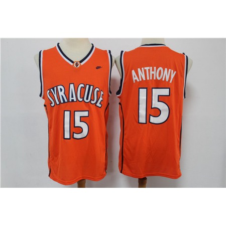 Syracuse Orange #15 Carmelo Anthnoy Orange Basketball Stitched Jersey