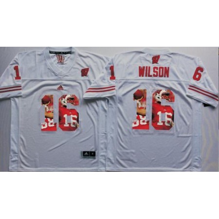 Badgers #16 Russell Wilson White Player Fashion Stitched NCAA Jersey