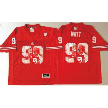 Badgers #99 J.J. Watt Red Player Fashion Stitched NCAA Jersey