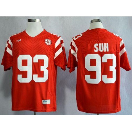 Cornhuskers #93 Ndamukong Suh Red New Big 10 Stitched NCAA Jersey