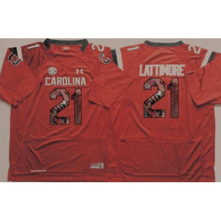 Fighting Gamecocks #21 Marcus Lattimore Red Player Fashion Stitched NCAA Jersey