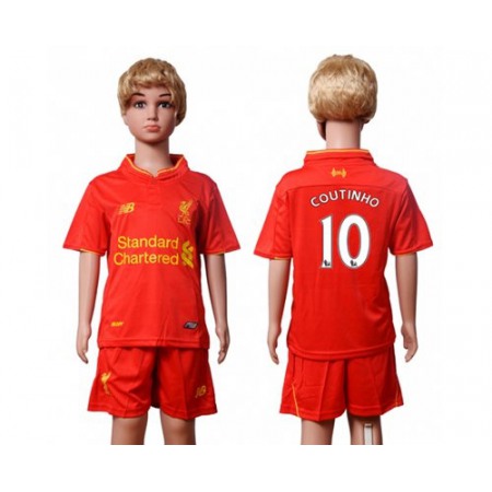 Liverpool #10 Coutinho Red Home Kid Soccer Club Jersey
