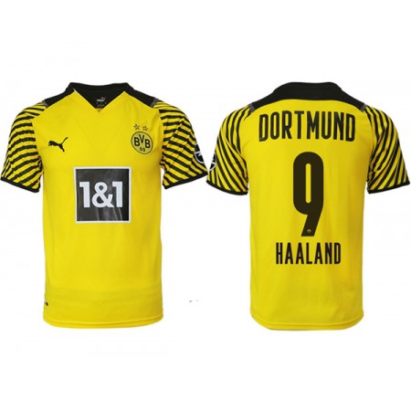 Men's Borussia Dortmund #9 Erling Haaland Yellow Home Soccer Jersey