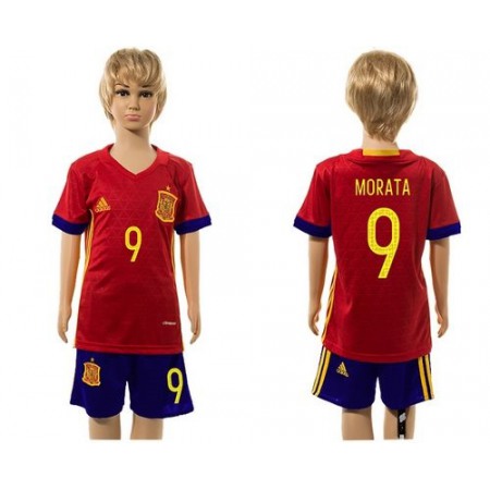 Spain #9 Morata Red Home Kid Soccer Country Jersey