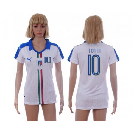 Women's Italy #10 Totti Away Soccer Country Jersey