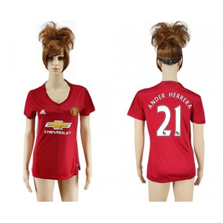 Women's Manchester United #21 Ander Herrera Red Home Soccer Club Jersey