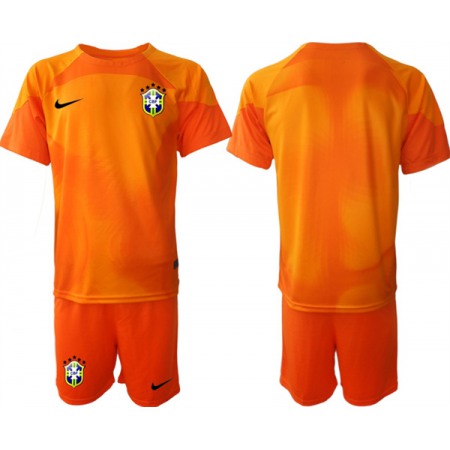 Men's Brazil Orange Goalkeeper2022 FIFA World Cup Soccer Jersey Suit