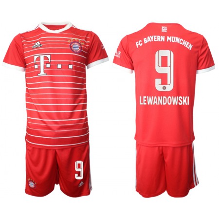 Men's FC Bayern Munchen #9 Robert Lewandowski 22/23 Red Home Soccer Jersey Suit