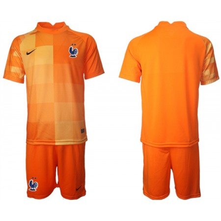 Men's France Goalkeeper Orange 2022 FIFA World Cup Home Soccer Jersey Suit
