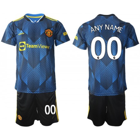 Men's Manchester United Custom 2021/22 Blue Away Soccer Jersey Suit