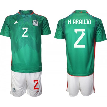 Men's Mexico #2 N.Araujo Green Home Soccer Jersey Suit
