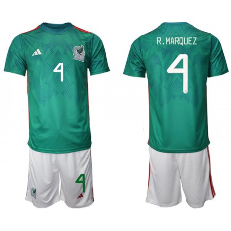 Men's Mexico #4 Marquez Green Home Soccer Jersey Suit