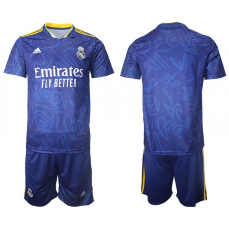 Men's Real Madrid 2021/22 Blue Away Soccer Jersey Suit