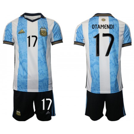 Men's Argentina #17 Otamendi White/Blue Home Soccer Jersey Suit