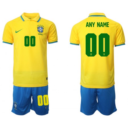 Men's Brazil Custom Yellow Home Soccer Jersey Suit