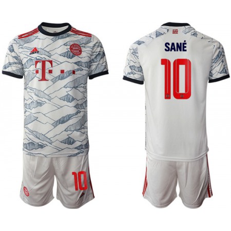 Men's FC Bayern Munchen #10 Leroy Sane White Away Soccer Jersey Suit
