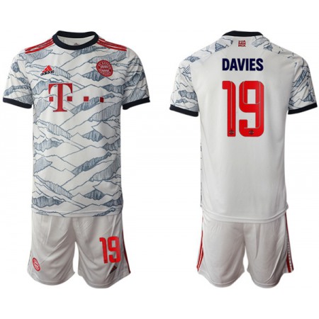 Men's FC Bayern Munchen #19 Alphonso Davies White Away Soccer Jersey Suit
