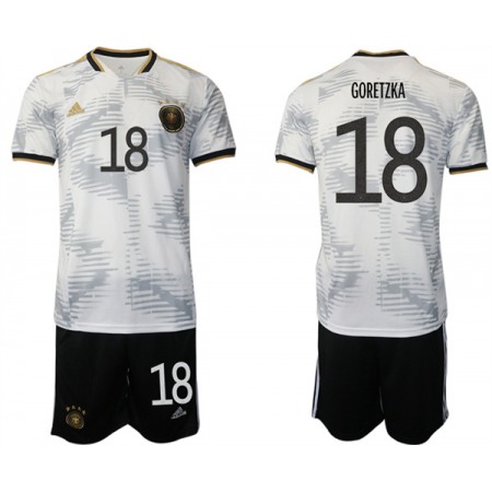 Men's Germany #18 Goretzka White 2022 FIFA World Cup Home Soccer Jersey Suit