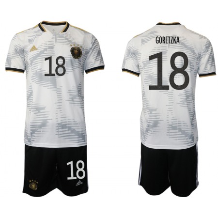 Men's Germany #18 Goretzka White Home Soccer Jersey Suit