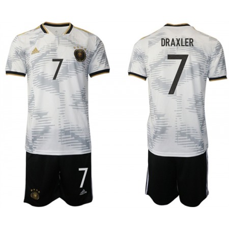 Men's Germany #7 Draxler White 2022 FIFA World Cup Home Soccer Jersey Suit