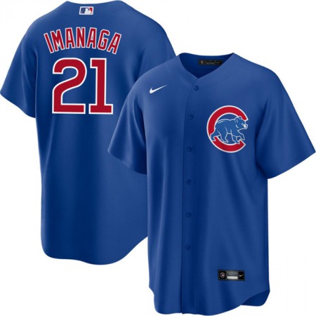 Men's Chicago Cubs #21 Shota Imanaga Blue Cool Base Stitched Baseball Jersey