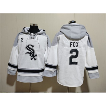 Men's Chicago White Sox #2 Nellie Fox White Ageless Must-Have Lace-Up Pullover Hoodie