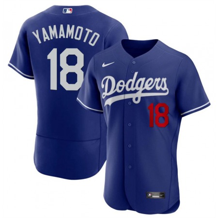 Men's Los Angeles Dodgers #18 Yoshinobu Yamamoto Royal 2023 Flex Base Stitched Baseball Jersey