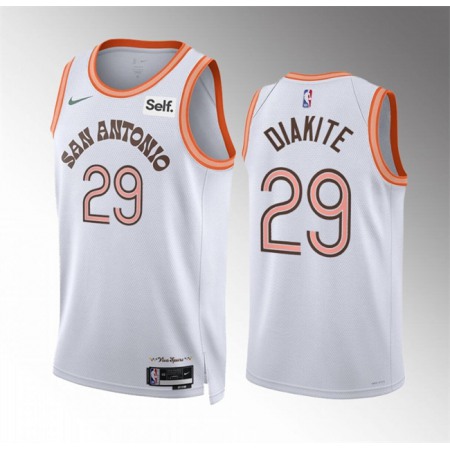 Men's San Antonio Spurs #29 Mamadi Diakite White 2023/24 City EditionStitched Basketball Jersey