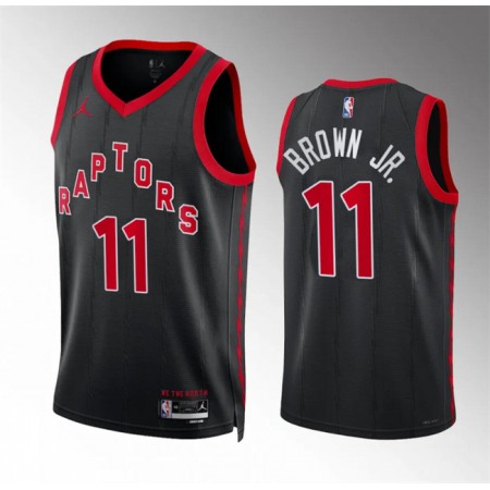 Men's Toronto Raptors #11 Bruce Brown Jr Black Statement Edition Basketball Jersey