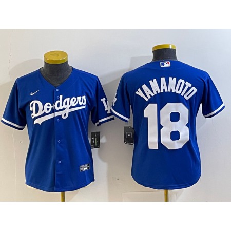 Women's Los Angeles Dodgers #18 Yoshinobu Yamamoto Blue Stitched Jersey(Run Small)