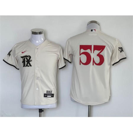 Youth Texas Rangers #53 Adolis Garcia Cream 2023 City Connect Stitched Baseball Jersey