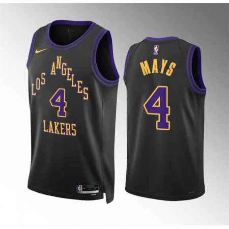 Men's Los Angeles Lakers #4 Skylar Mays Black 2023/24 City Edition Stitched Basketball Jersey