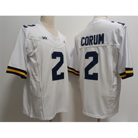 Men's Michigan Wolverines #2 CORUM White Stitched Jersey