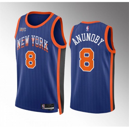 Men's New Yok Knicks #8 OG Anunoby Blue 2023/24 City Edition Stitched Basketball Jersey