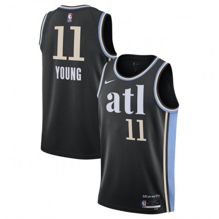 Youth Atlanta Hawks #11 Trae Young 2023/24 Black City Edition Stitched Jersey