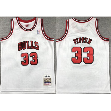 Youth Chicago Bulls #33 Scottie Pippen White Stitched Basketball Jersey