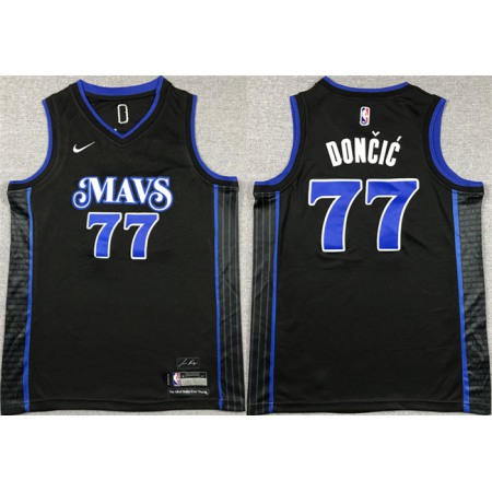 Youth Dallas Mavericks #77 Luka Doncic Black City Edition Stitched Basketball Jersey