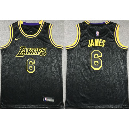 Youth Los Angeles Lakers #6 LeBron James Black Stitched Basketball Jersey