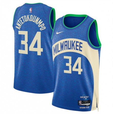 Youth Milwaukee Bucks #34 Giannis Antetokounmpo 2023/24 Blue City Edition Stitched Basketball Jersey