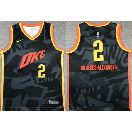 Youth Oklahoma City Thunder #2 Shai Gilgeous-Alexander Black 2023/24 City Edition Stitched Basketball Jersey