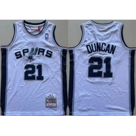 Youth Spurs #21 Tim Duncan White Stitched Jersey