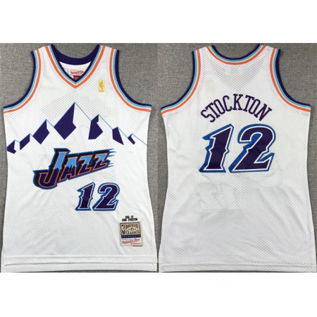 Youth Utah Jazz #12 John Stockton White Stitched Basketball Jersey