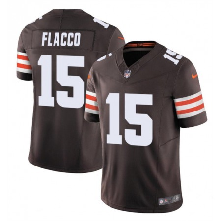 Men's Cleveland Browns #15 Joe Flacco Brown 2023 F.U.S.E. Vapor Limited Stitched Football Jersey